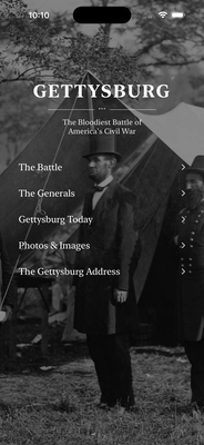 Gettysburg App Home Screen