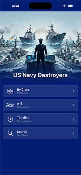 Destroyers App - Home Screen