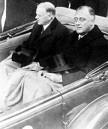 FDR in car with President Hoover
